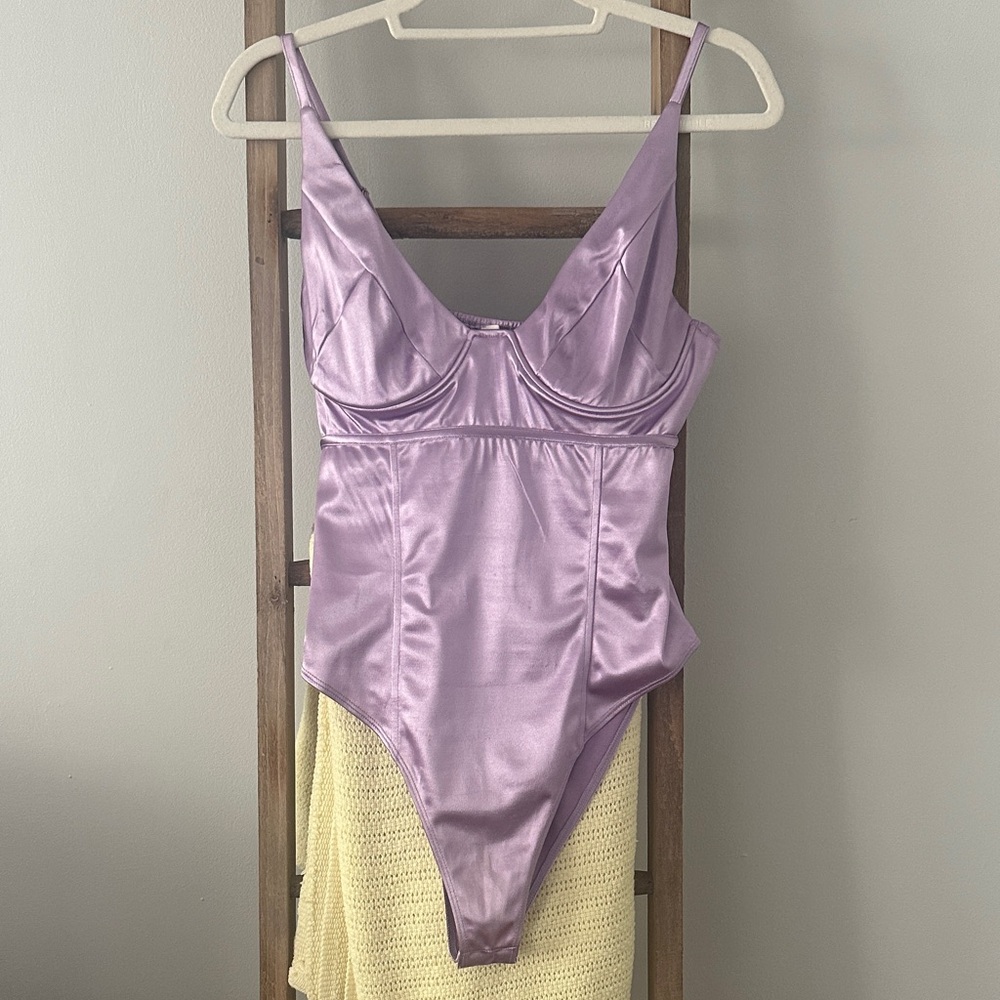 Bear Dance Lavender Satin Bodysuit